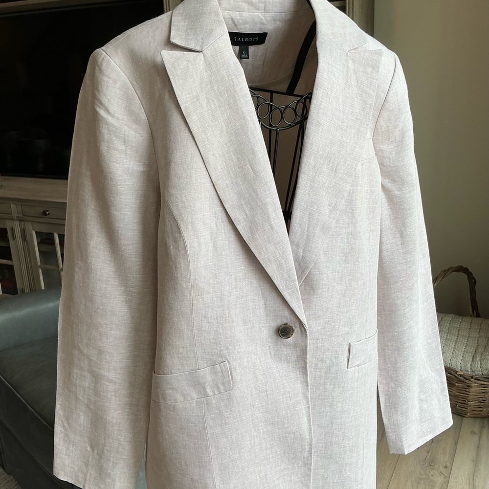 Talbots Cream Linen Blazer, Size 12